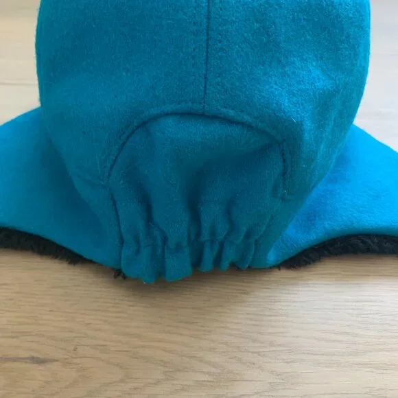 HOKA ONE ONE Wool Aviator Trapper Hat Blue Winter Ear Flap Ski Outdoor Cap - Picture 7 of 14